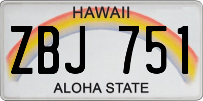 HI license plate ZBJ751