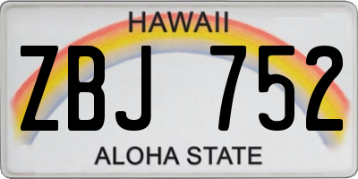 HI license plate ZBJ752
