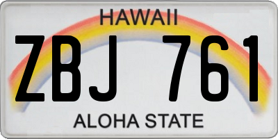 HI license plate ZBJ761