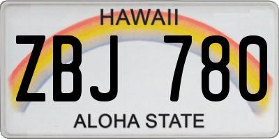 HI license plate ZBJ780