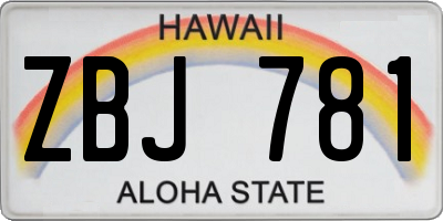 HI license plate ZBJ781