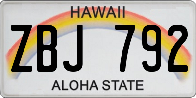 HI license plate ZBJ792