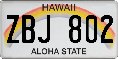 HI license plate ZBJ802