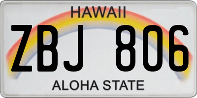 HI license plate ZBJ806