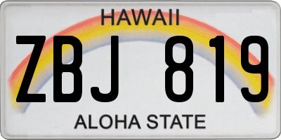 HI license plate ZBJ819
