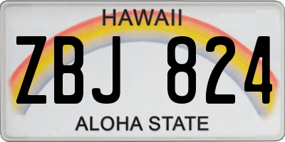 HI license plate ZBJ824
