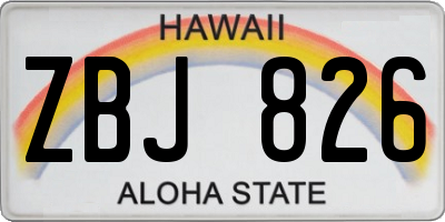 HI license plate ZBJ826