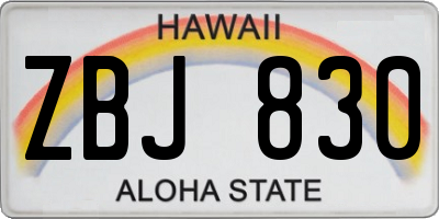 HI license plate ZBJ830