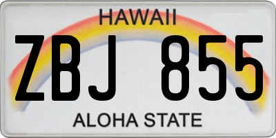HI license plate ZBJ855