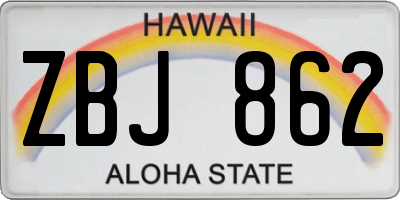 HI license plate ZBJ862