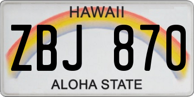 HI license plate ZBJ870