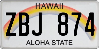 HI license plate ZBJ874