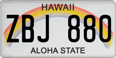 HI license plate ZBJ880