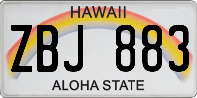 HI license plate ZBJ883