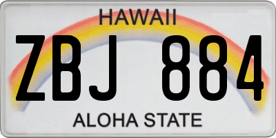 HI license plate ZBJ884