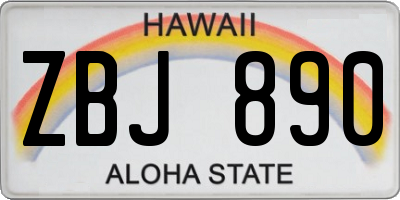 HI license plate ZBJ890