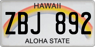 HI license plate ZBJ892
