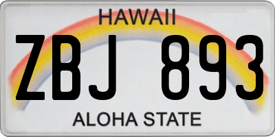 HI license plate ZBJ893