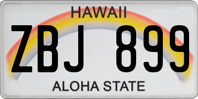 HI license plate ZBJ899