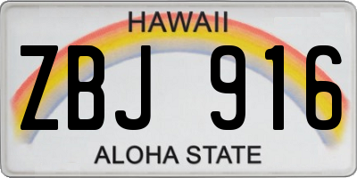 HI license plate ZBJ916
