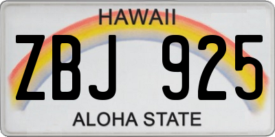 HI license plate ZBJ925