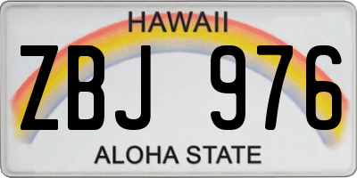 HI license plate ZBJ976