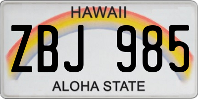 HI license plate ZBJ985