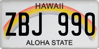 HI license plate ZBJ990
