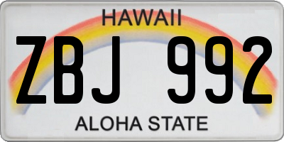 HI license plate ZBJ992