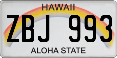 HI license plate ZBJ993
