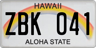 HI license plate ZBK041