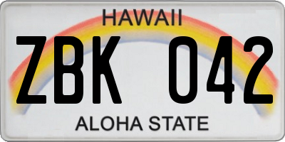 HI license plate ZBK042