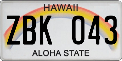 HI license plate ZBK043