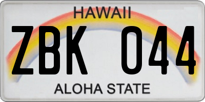 HI license plate ZBK044