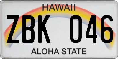 HI license plate ZBK046