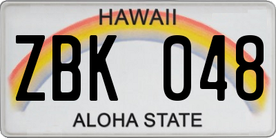 HI license plate ZBK048