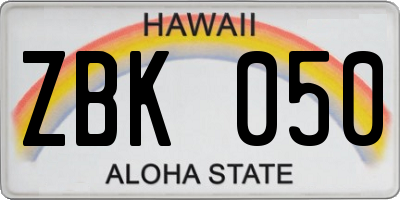 HI license plate ZBK050