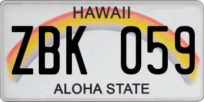 HI license plate ZBK059