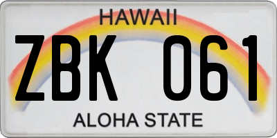 HI license plate ZBK061