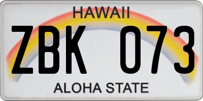 HI license plate ZBK073