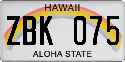 HI license plate ZBK075