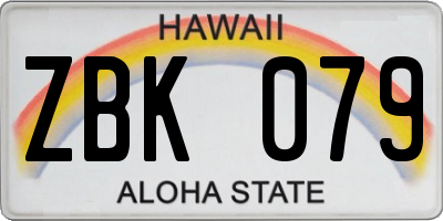 HI license plate ZBK079