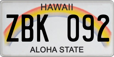HI license plate ZBK092