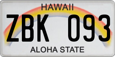 HI license plate ZBK093
