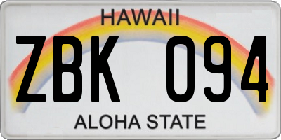 HI license plate ZBK094