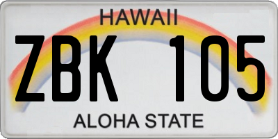HI license plate ZBK105