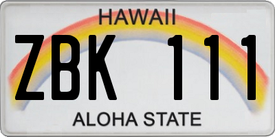 HI license plate ZBK111