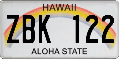 HI license plate ZBK122