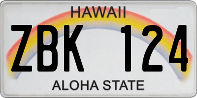 HI license plate ZBK124