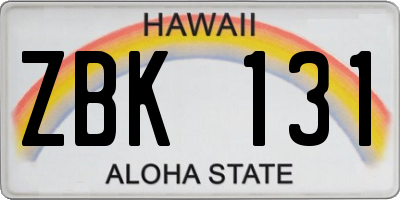HI license plate ZBK131